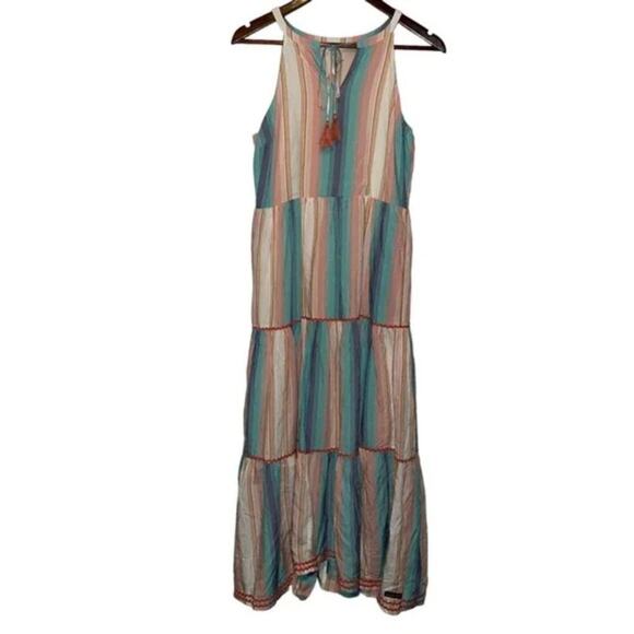 Matilda Jane Women's Size Medium Let's Go Together Sunset Season Striped Maxi Po - Picture 6 of 12